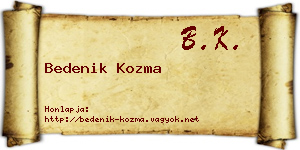 Bedenik Kozma névjegykártya